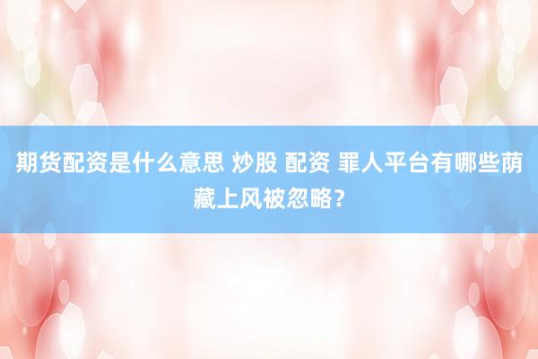 期货配资是什么意思 炒股 配资 罪人平台有哪些荫藏上风被忽略？