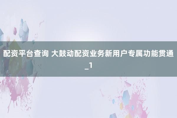 配资平台查询 大鼓动配资业务新用户专属功能贯通_1