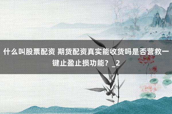 什么叫股票配资 期货配资真实能收货吗是否营救一键止盈止损功能？_2