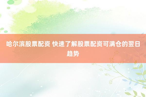 哈尔滨股票配资 快速了解股票配资可满仓的翌日趋势