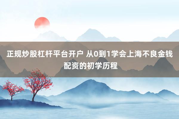 正规炒股杠杆平台开户 从0到1学会上海不良金钱 配资的初学历程