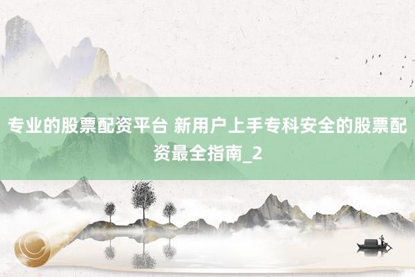 专业的股票配资平台 新用户上手专科安全的股票配资最全指南_2