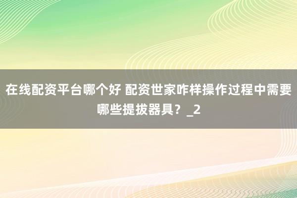 在线配资平台哪个好 配资世家咋样操作过程中需要哪些提拔器具？_2