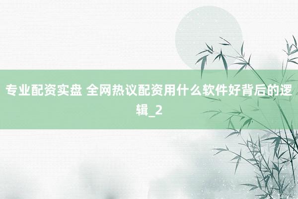 专业配资实盘 全网热议配资用什么软件好背后的逻辑_2