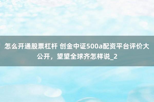 怎么开通股票杠杆 创金中证500a配资平台评价大公开，望望全球齐怎样说_2