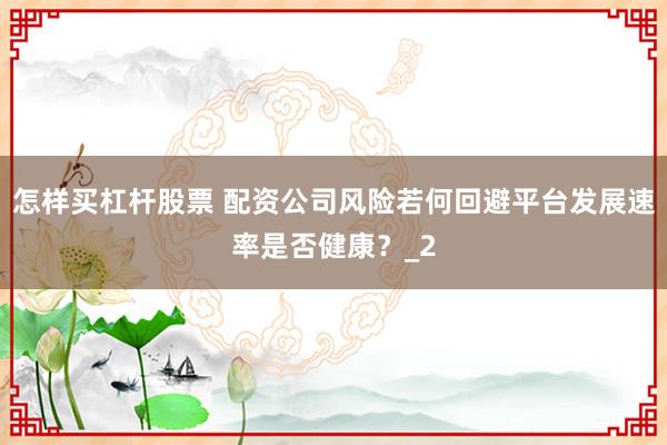 怎样买杠杆股票 配资公司风险若何回避平台发展速率是否健康？_2