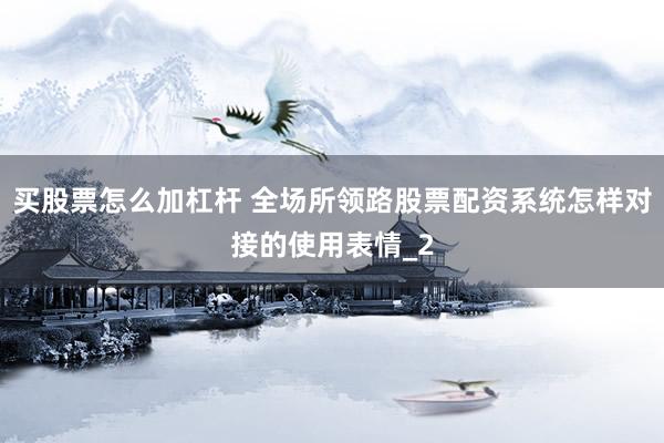买股票怎么加杠杆 全场所领路股票配资系统怎样对接的使用表情_2