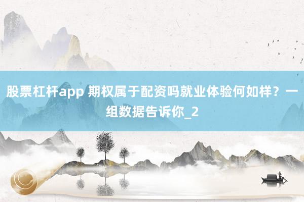 股票杠杆app 期权属于配资吗就业体验何如样？一组数据告诉你_2