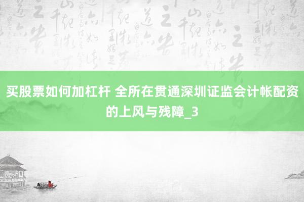 买股票如何加杠杆 全所在贯通深圳证监会计帐配资的上风与残障_3