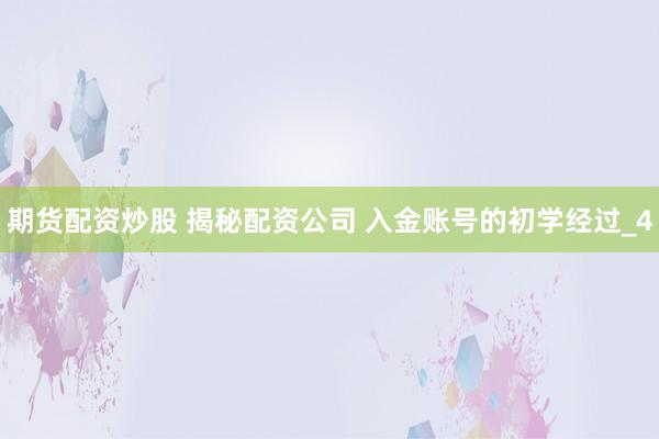 期货配资炒股 揭秘配资公司 入金账号的初学经过_4