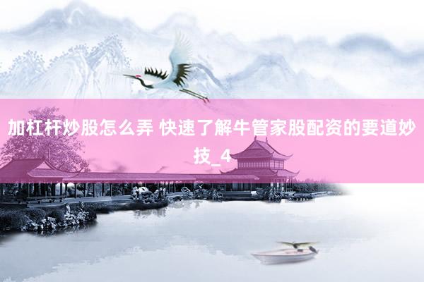 加杠杆炒股怎么弄 快速了解牛管家股配资的要道妙技_4