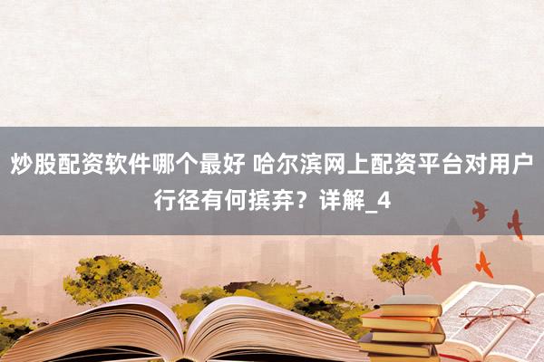 炒股配资软件哪个最好 哈尔滨网上配资平台对用户行径有何摈弃？详解_4