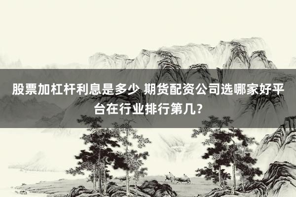 股票加杠杆利息是多少 期货配资公司选哪家好平台在行业排行第几？