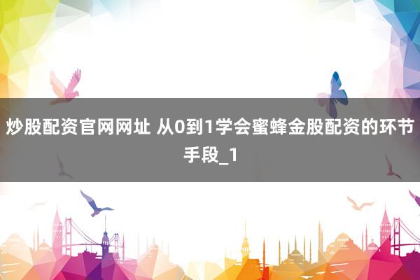 炒股配资官网网址 从0到1学会蜜蜂金股配资的环节手段_1