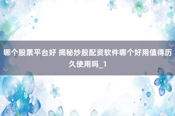 哪个股票平台好 揭秘炒股配资软件哪个好用值得历久使用吗_1