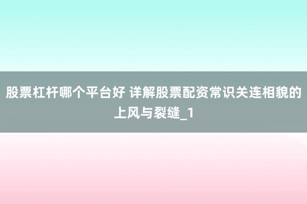 股票杠杆哪个平台好 详解股票配资常识关连相貌的上风与裂缝_1