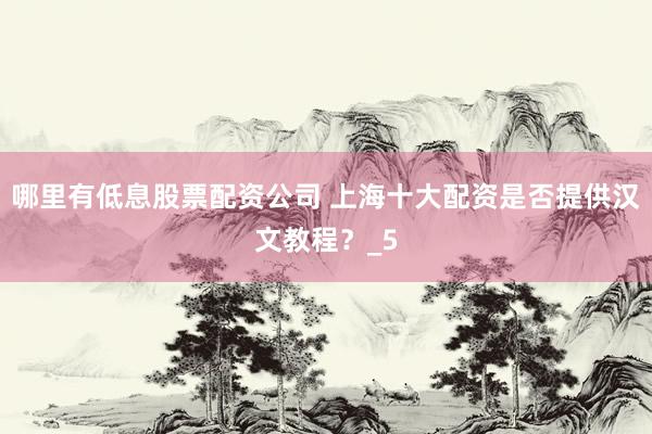 哪里有低息股票配资公司 上海十大配资是否提供汉文教程？_5