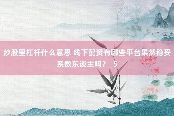 炒股里杠杆什么意思 线下配资有哪些平台果然稳妥系数东谈主吗？_5