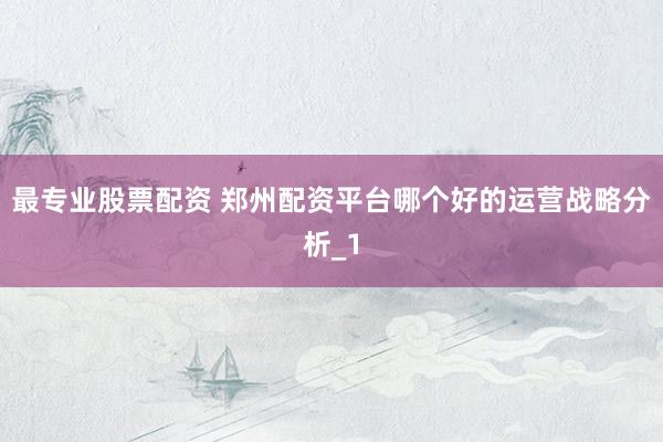 最专业股票配资 郑州配资平台哪个好的运营战略分析_1