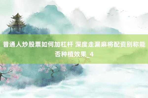 普通人炒股票如何加杠杆 深度走漏麻将配资别称能否种植效果_4