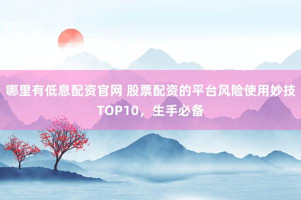 哪里有低息配资官网 股票配资的平台风险使用妙技TOP10，生手必备