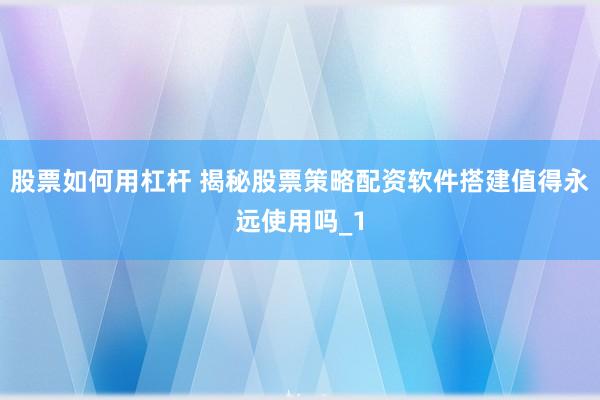 股票如何用杠杆 揭秘股票策略配资软件搭建值得永远使用吗_1