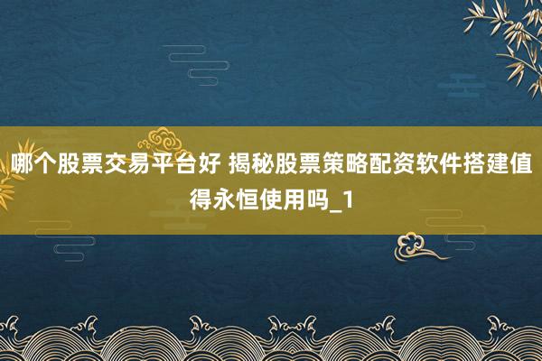 哪个股票交易平台好 揭秘股票策略配资软件搭建值得永恒使用吗_1