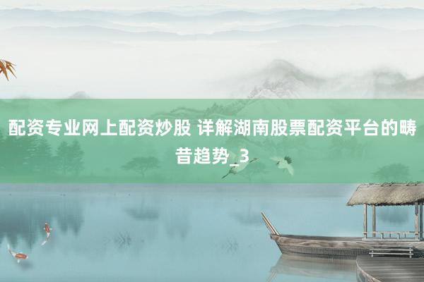配资专业网上配资炒股 详解湖南股票配资平台的畴昔趋势_3