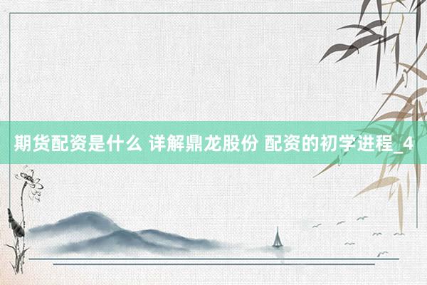 期货配资是什么 详解鼎龙股份 配资的初学进程_4