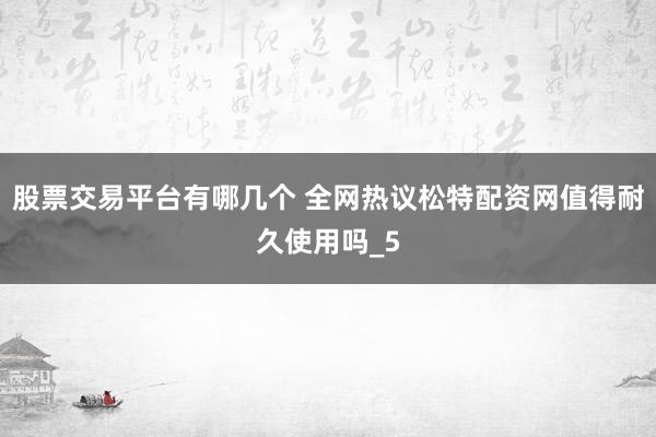 股票交易平台有哪几个 全网热议松特配资网值得耐久使用吗_5