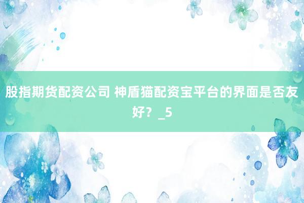股指期货配资公司 神盾猫配资宝平台的界面是否友好？_5