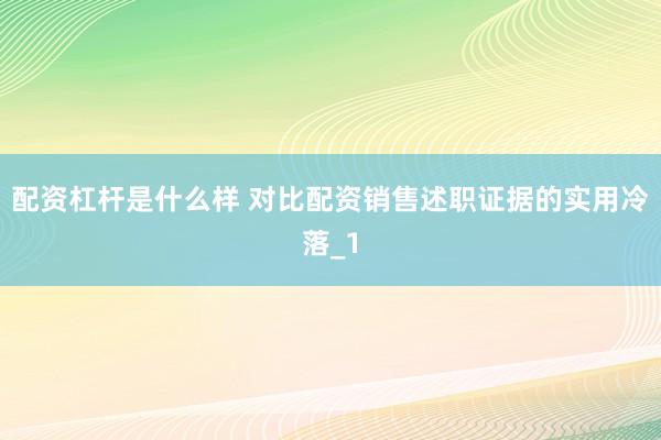 配资杠杆是什么样 对比配资销售述职证据的实用冷落_1