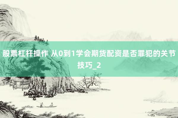 股票杠杆操作 从0到1学会期货配资是否罪犯的关节技巧_2