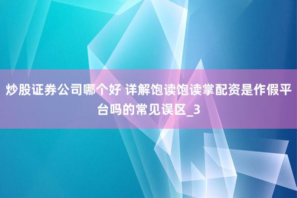 炒股证券公司哪个好 详解饱读饱读掌配资是作假平台吗的常见误区_3