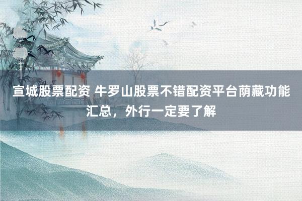 宣城股票配资 牛罗山股票不错配资平台荫藏功能汇总，外行一定要了解