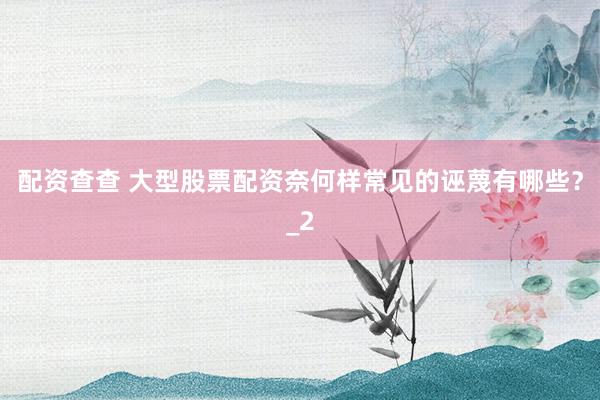 配资查查 大型股票配资奈何样常见的诬蔑有哪些？_2