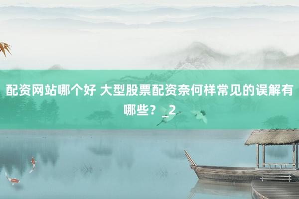 配资网站哪个好 大型股票配资奈何样常见的误解有哪些？_2