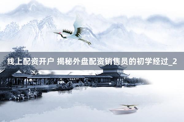 线上配资开户 揭秘外盘配资销售员的初学经过_2