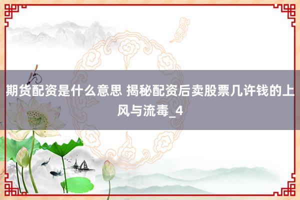 期货配资是什么意思 揭秘配资后卖股票几许钱的上风与流毒_4