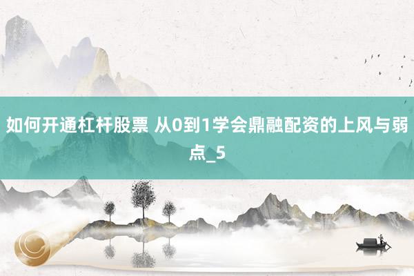 如何开通杠杆股票 从0到1学会鼎融配资的上风与弱点_5