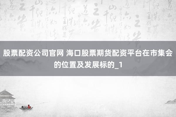 股票配资公司官网 海口股票期货配资平台在市集会的位置及发展标的_1