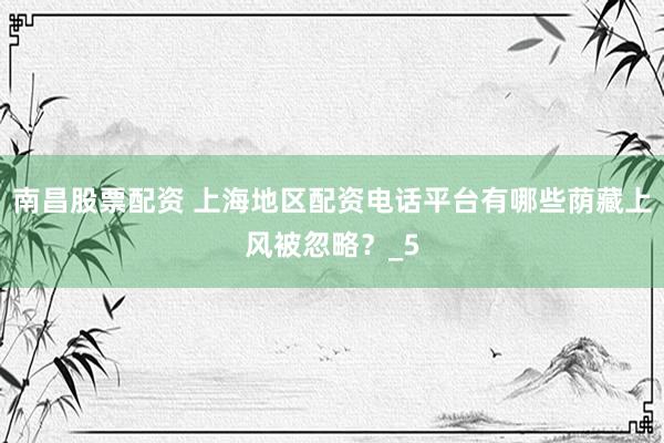 南昌股票配资 上海地区配资电话平台有哪些荫藏上风被忽略？_5