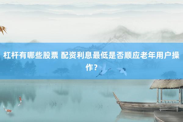 杠杆有哪些股票 配资利息最低是否顺应老年用户操作？