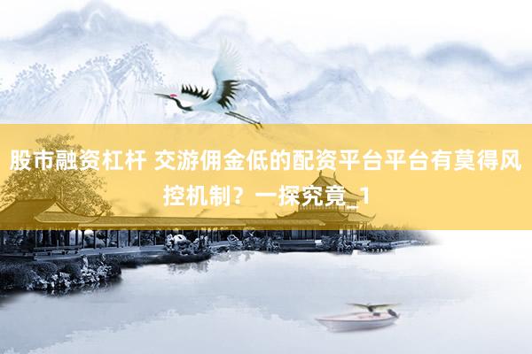 股市融资杠杆 交游佣金低的配资平台平台有莫得风控机制？一探究竟_1