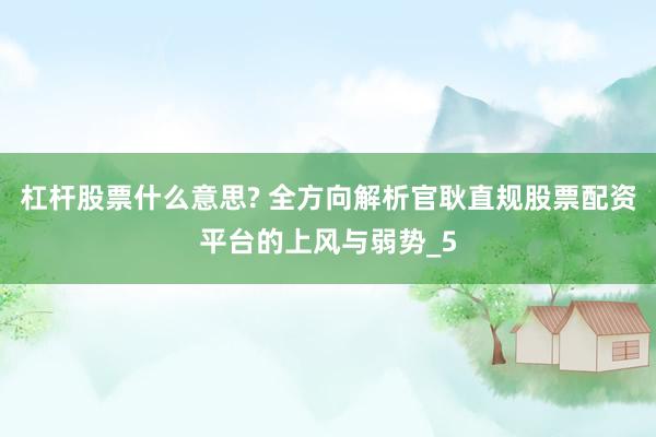 杠杆股票什么意思? 全方向解析官耿直规股票配资平台的上风与弱势_5