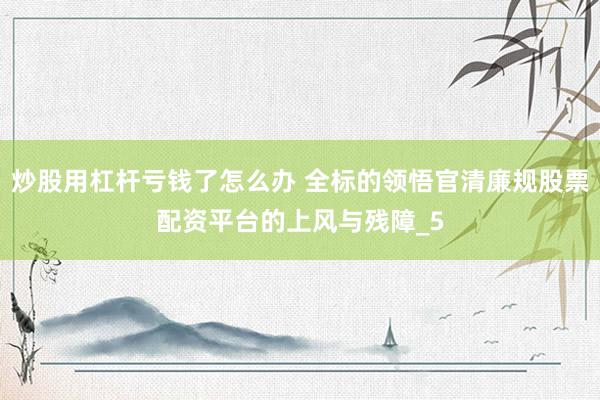 炒股用杠杆亏钱了怎么办 全标的领悟官清廉规股票配资平台的上风与残障_5