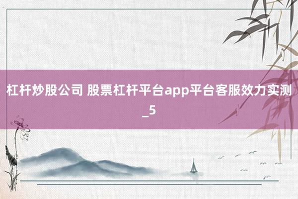 杠杆炒股公司 股票杠杆平台app平台客服效力实测_5