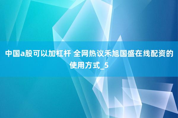 中国a股可以加杠杆 全网热议禾旭国盛在线配资的使用方式_5