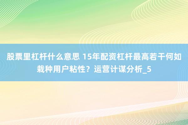 股票里杠杆什么意思 15年配资杠杆最高若干何如栽种用户粘性？运营计谋分析_5