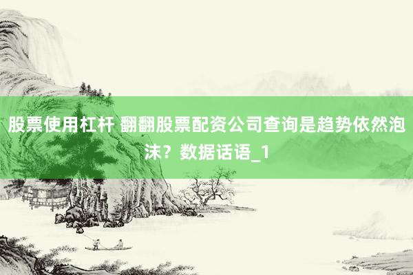 股票使用杠杆 翻翻股票配资公司查询是趋势依然泡沫?数据话语_1